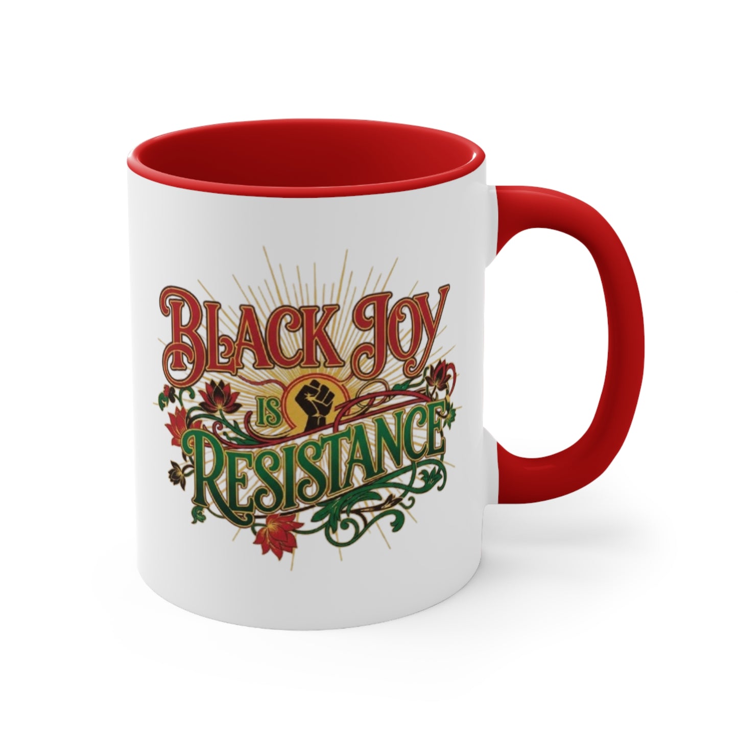 Accent Mug — "Black Joy Is Resistance" Inspirational Coffee Cup