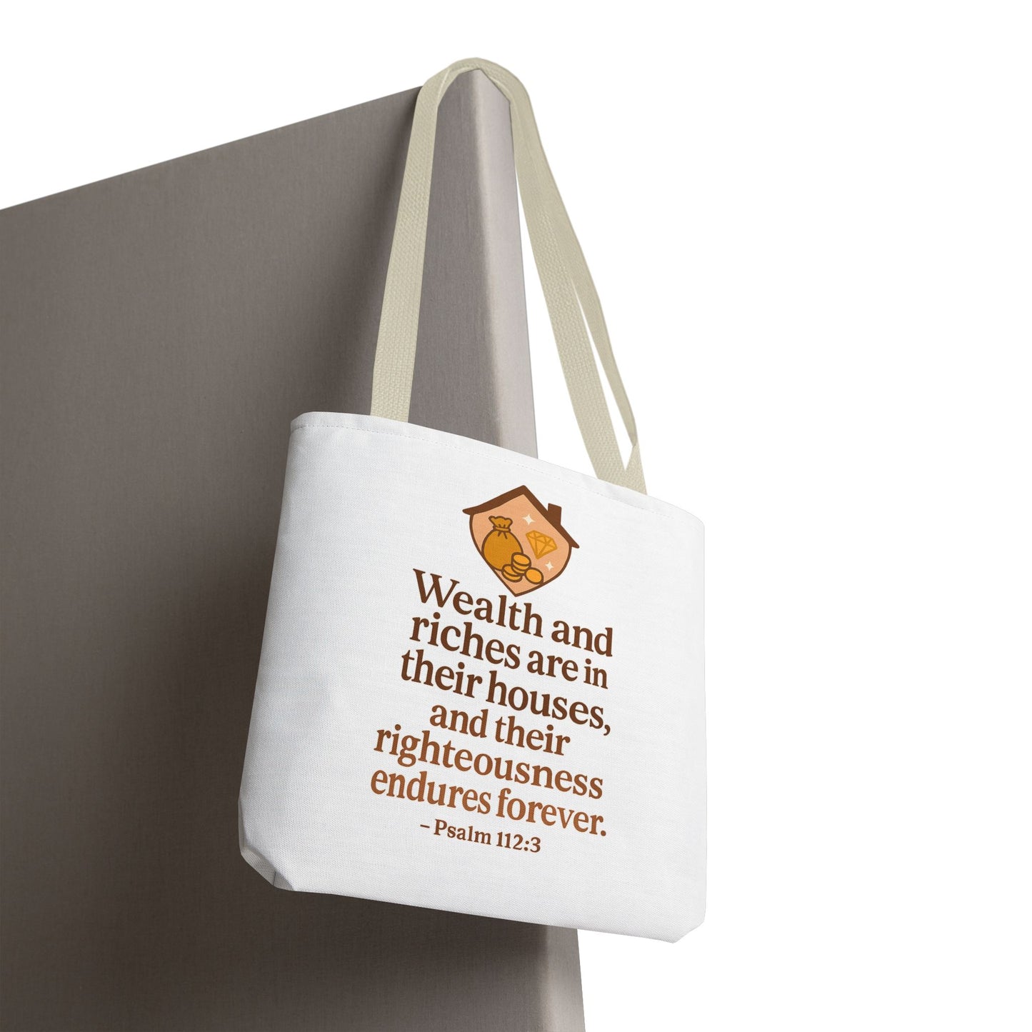 Psalm 112:3 Bible Verse Tote Bag