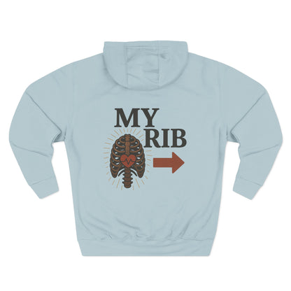 Heartfelt Rib Graphic Hoodie for Couples, Valentine's Day Gift, Matching Sweatshirt, Cozy Fleece, Romantic Style