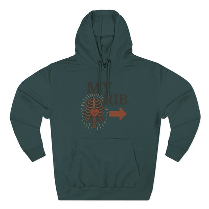 Heartfelt Rib Graphic Hoodie for Couples, Valentine's Day Gift, Matching Sweatshirt, Cozy Fleece, Romantic Style