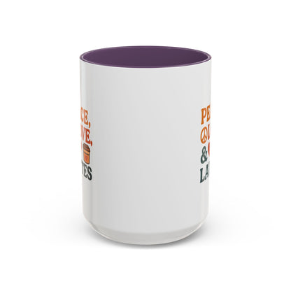 Peace, Love & Lattes Coffee Mug | Accent Mug for Coffee Lovers | Gift for Baristas, Friends, Home Decor, Kitchen Essentials
