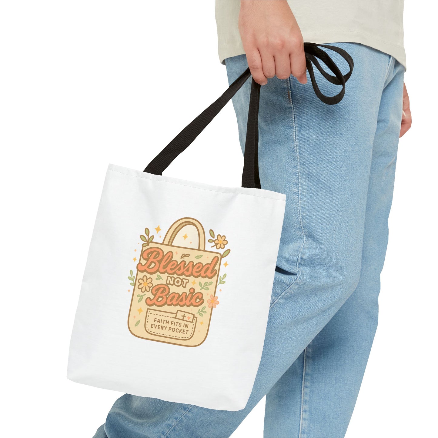 Blessed Not Basic Tote Bag, Trendy Eco-Friendly Canvas