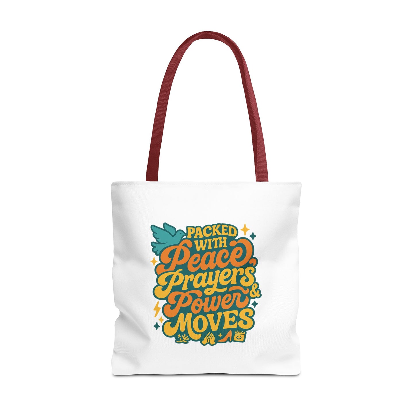 Peace Prayers Power Moves Tote Bag - Eco-Friendly Reusable Shopping Bag, Gift for Spiritual Friends, Motivational Gift, Stylish [...]