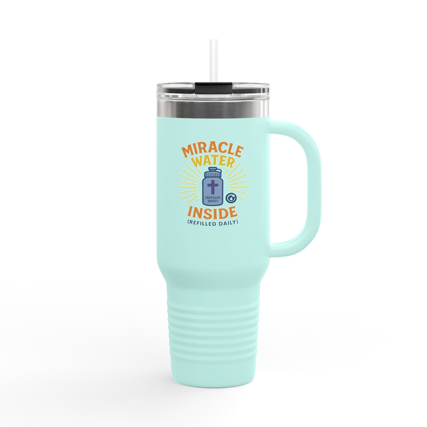 Miracle Water Insulated Travel Mug - 40oz, Eco-Friendly Tumbler, Stylish Stemless Cup, Perfect for Travel, Daily Use, Gift Idea