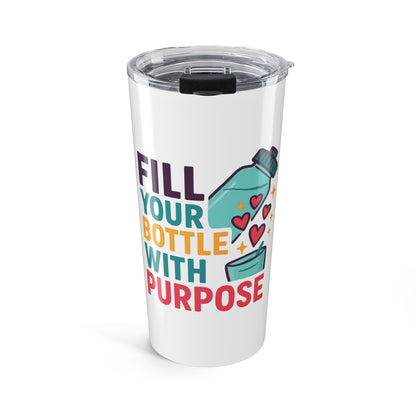 Colorful Motivational 20oz Tumbler - Fill Your Bottle with Purpose, Travel Mug, Insulated Drinkware, Gift for Fitness, Eco-Friendly [...]