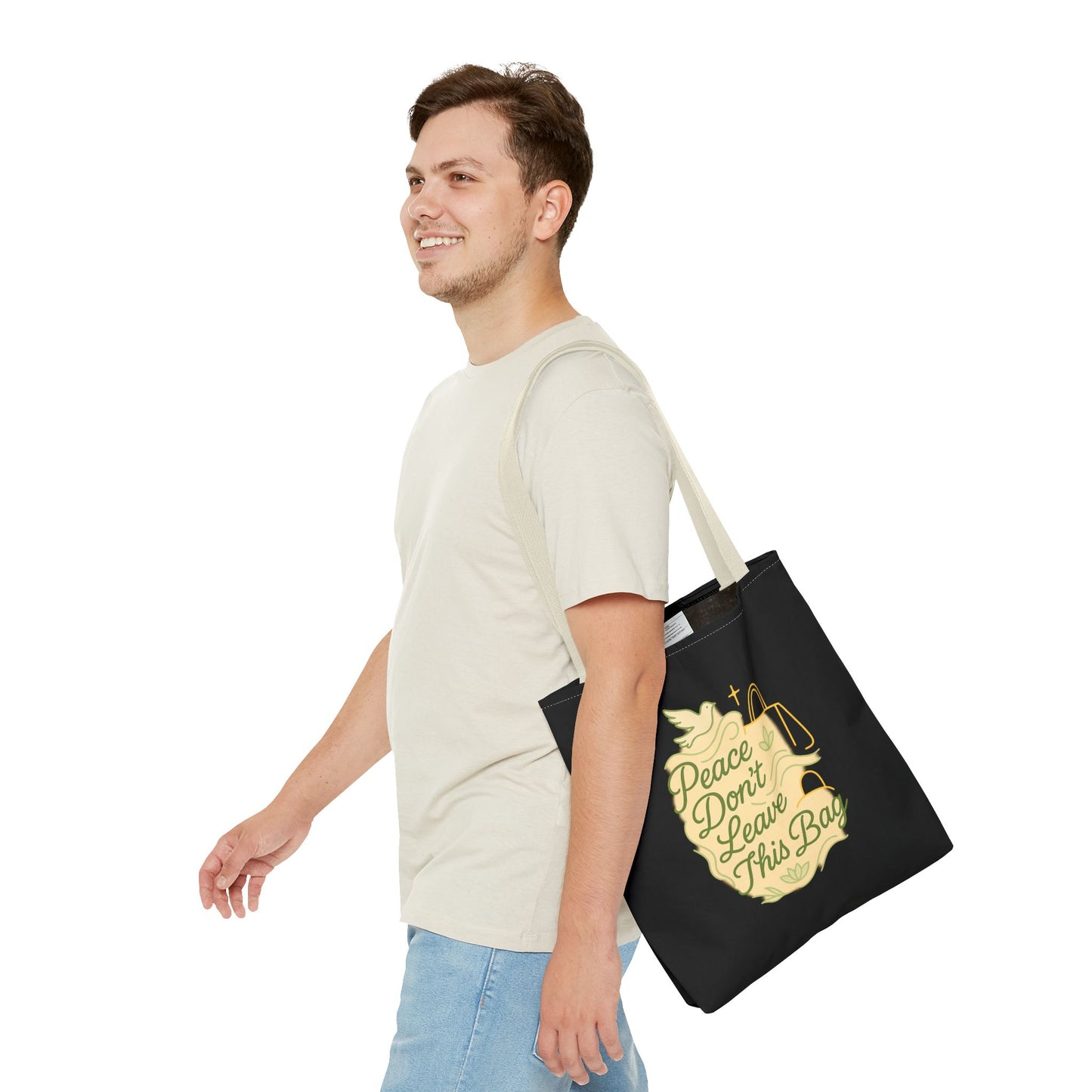Peaceful Spirit Tote Bag, Eco-Friendly Canvas Bag, Stylish Shopping Bag, Inspirational Gift, Everyday Tote, Faith-Based Accessory