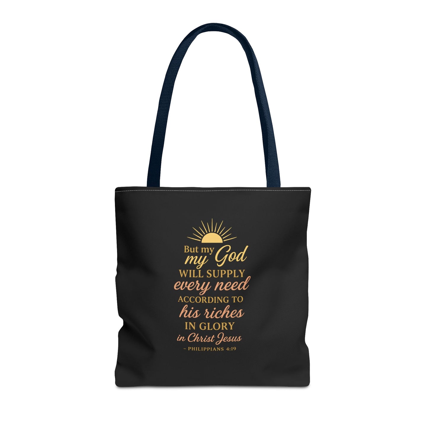Faith-Inspired Tote Bag: 'God Will Supply Every Need', Christian Gift, AOP Bag for Church, Casual Outings, Inspirational Accessory
