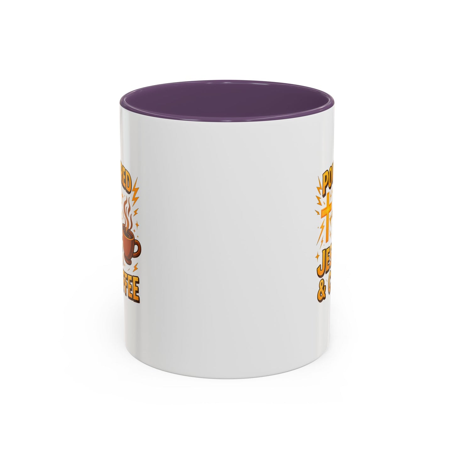 Coffee Lover's Accent Mug - Powered by Jesus & Coffee, Inspirational Drinkware, Christian Gift, Coffee Enthusiast, Religious Mug, [...]
