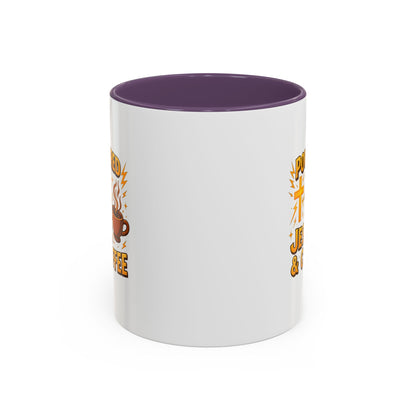 Coffee Lover's Accent Mug - Powered by Jesus & Coffee, Inspirational Drinkware, Christian Gift, Coffee Enthusiast, Religious Mug, [...]