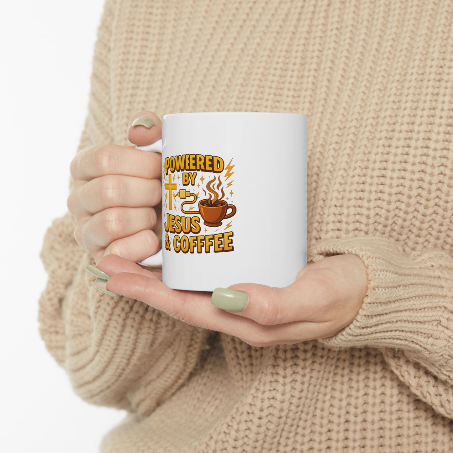 Powered by Jesus and Coffeeee - Energizing Coffee Mug, Personalized Gift, Fun Kitchen Decor, Coffee Lover's Essential, Motivational Java Cup, Perfect for Birthdays, [...]