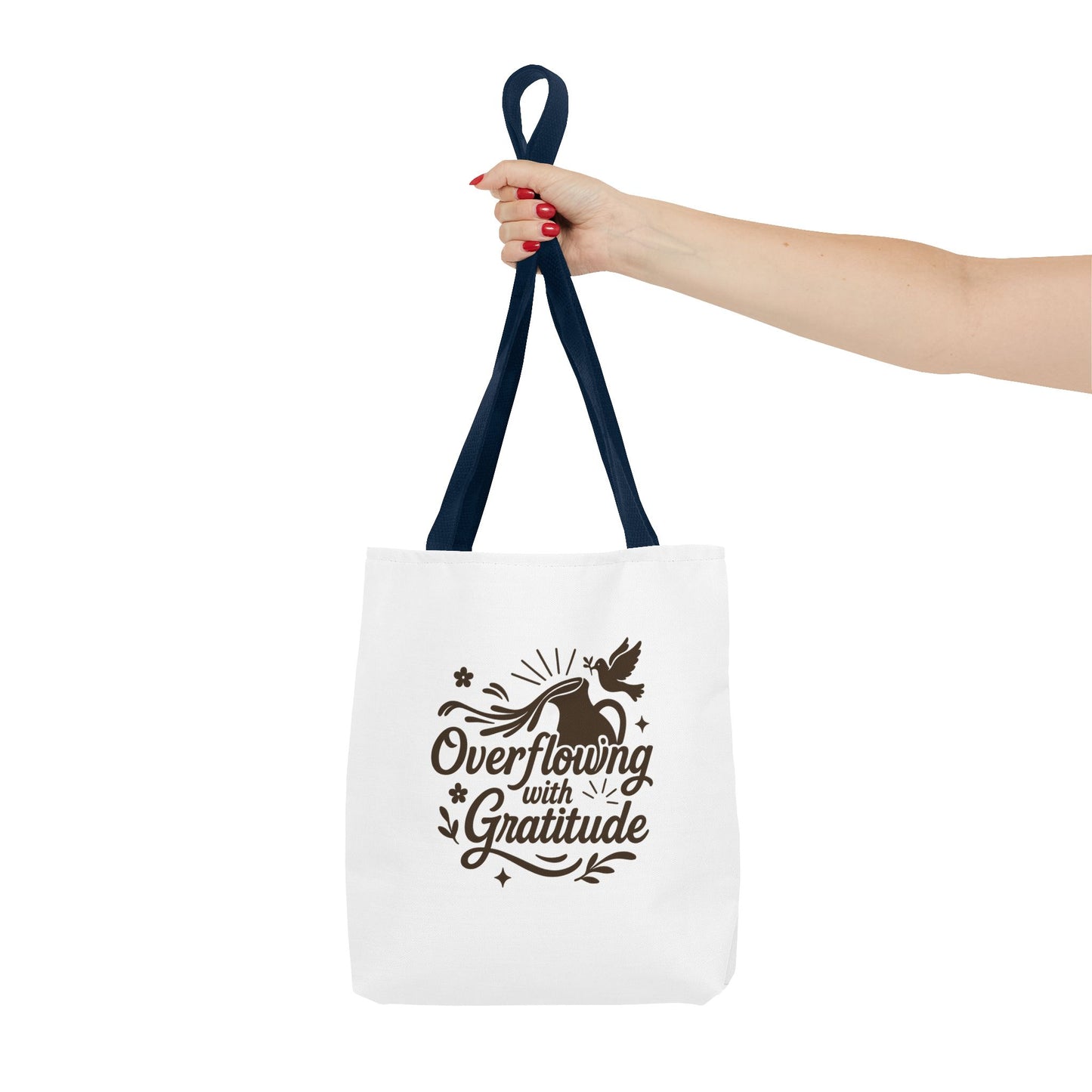 Overflowing with Gratitude Tote Bag - Eco-Friendly, Reusable Shopping Bag, Gift for Friends, Thank You Gift, Inspirational Design