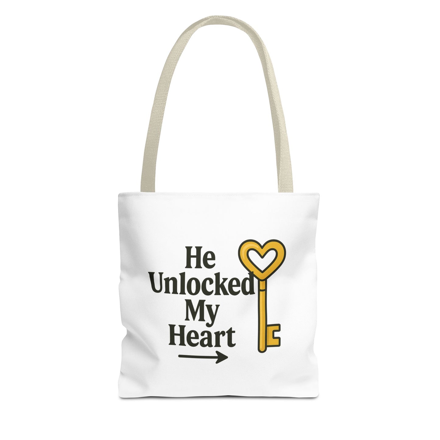 Heart Unlocking Quote Tote Bag, Valentine's Gift, Love Theme, Stylish Shoulder Bag, Perfect for Everyday Use, Cute Fashion Accessory