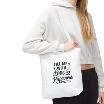 Love & Happiness Tote Bag | Reusable Shopping Bag, Gift Bag, Eco-Friendly Tote, Beach Bag, Cute Tote for All Occasions