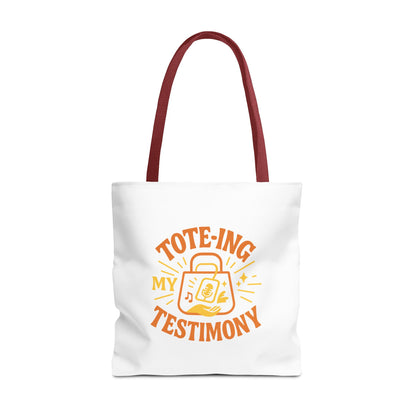 Testimony Tote Bag - Stylish AOP Bag for Daily Use, Perfect for Church, Casual Outings, or Gifts, Christian Tote, Inspirational Bag