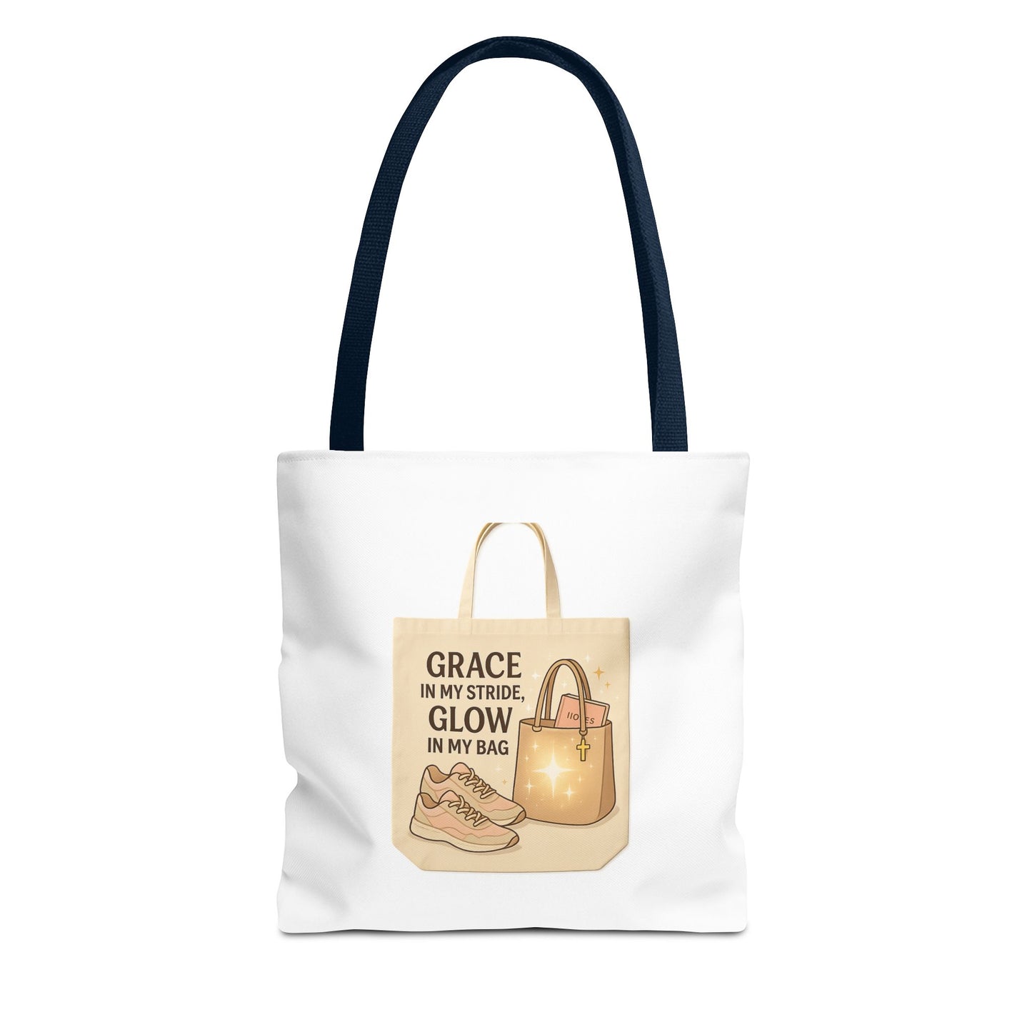 Chic Inspirational Tote Bag, Grace in My Stride Glow in My Bag, Motivational Gift, Daily Use, Eco-Friendly Shopping Bag, Trendy Handbag