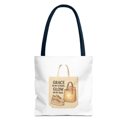 Chic Inspirational Tote Bag, Grace in My Stride Glow in My Bag, Motivational Gift, Daily Use, Eco-Friendly Shopping Bag, Trendy Handbag