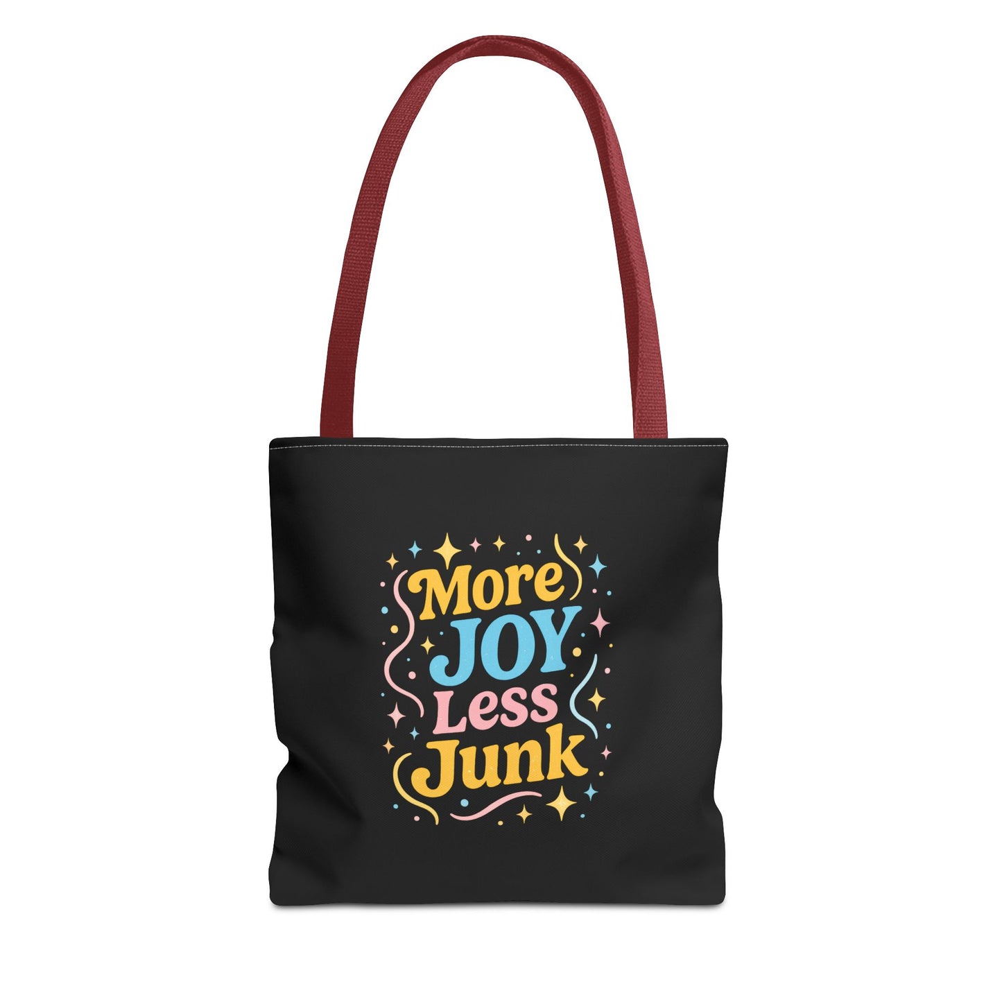 Joyful Tote Bag - More Joy Less Junk, Gift for Friends, Eco-Friendly Shopping Bag, Everyday Use, Inspirational Tote