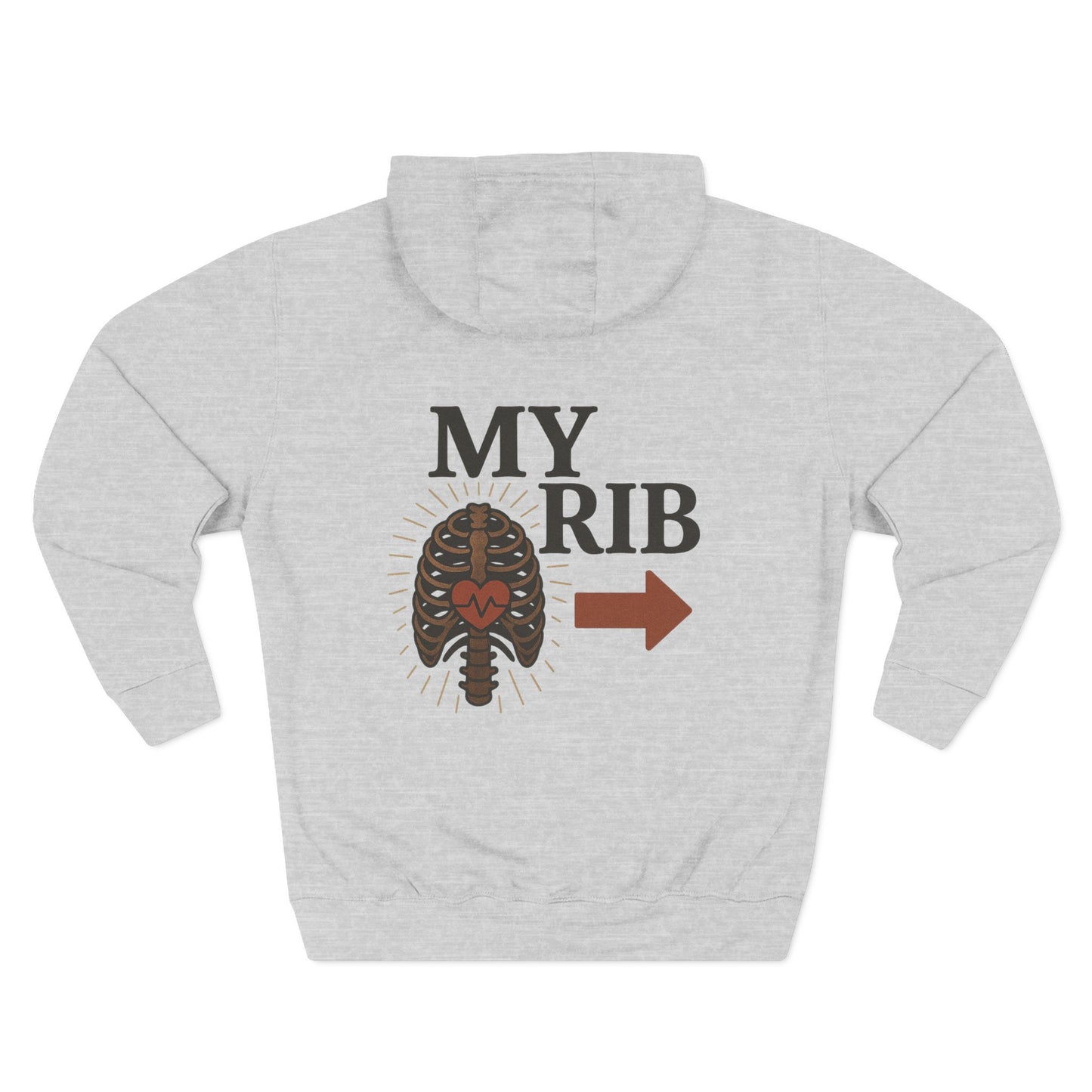 Heartfelt Rib Graphic Hoodie for Couples, Valentine's Day Gift, Matching Sweatshirt, Cozy Fleece, Romantic Style