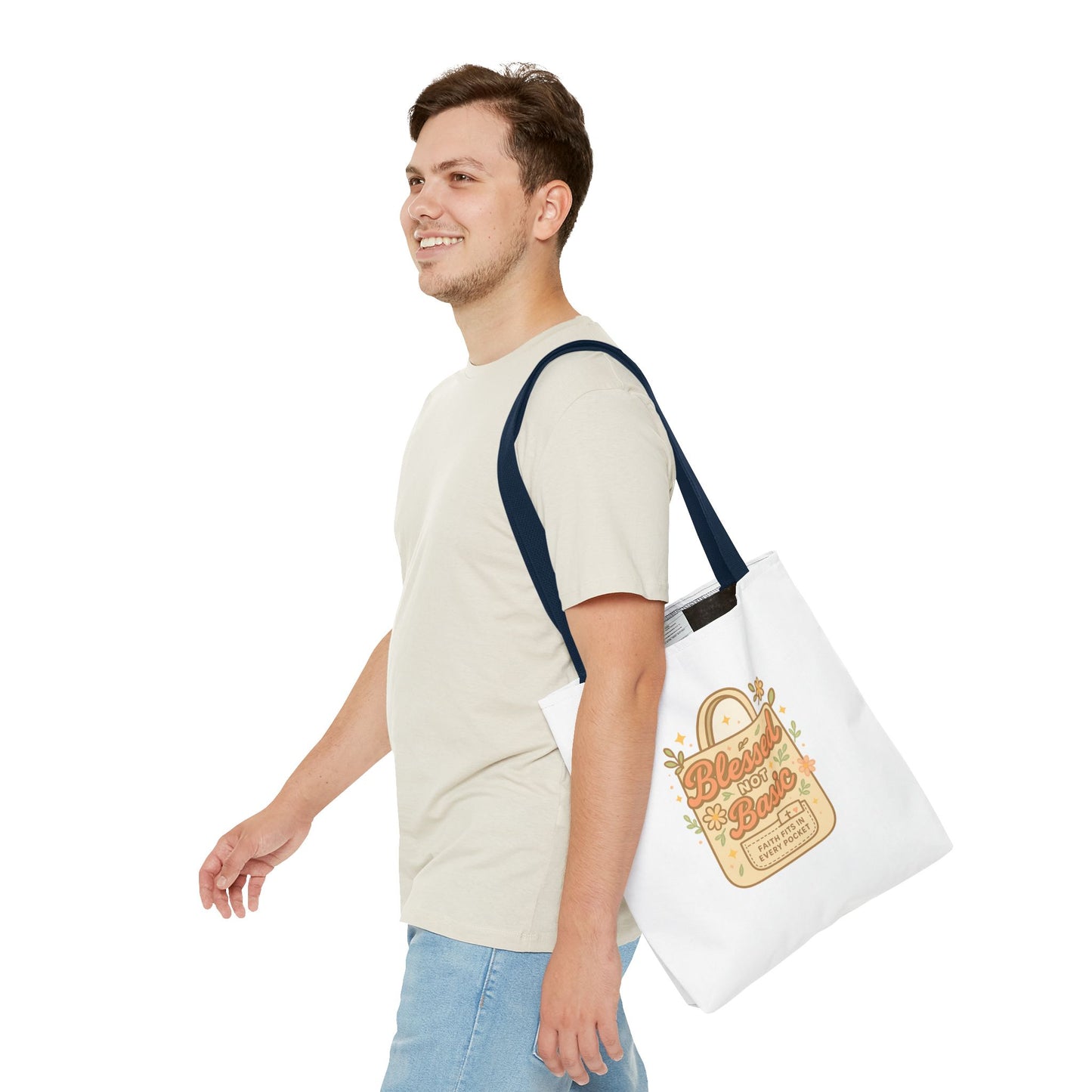 Blessed Not Basic Tote Bag, Trendy Eco-Friendly Canvas