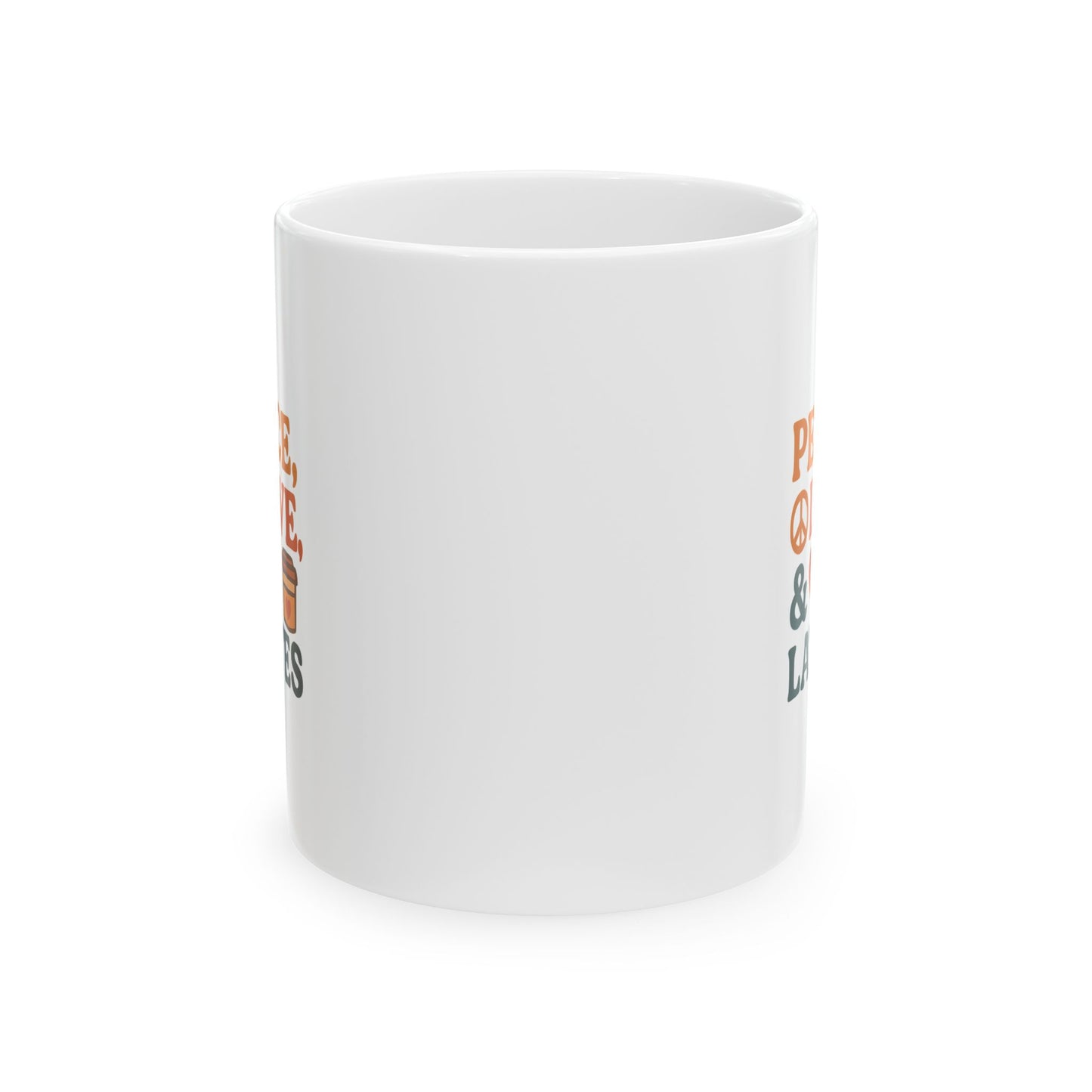 Peace Love & LattesCeramic Mug - Perfect for Coffee Lovers, Gift for Mom, Cute Kitchen Decor, Personalized Mug, Birthday Gift