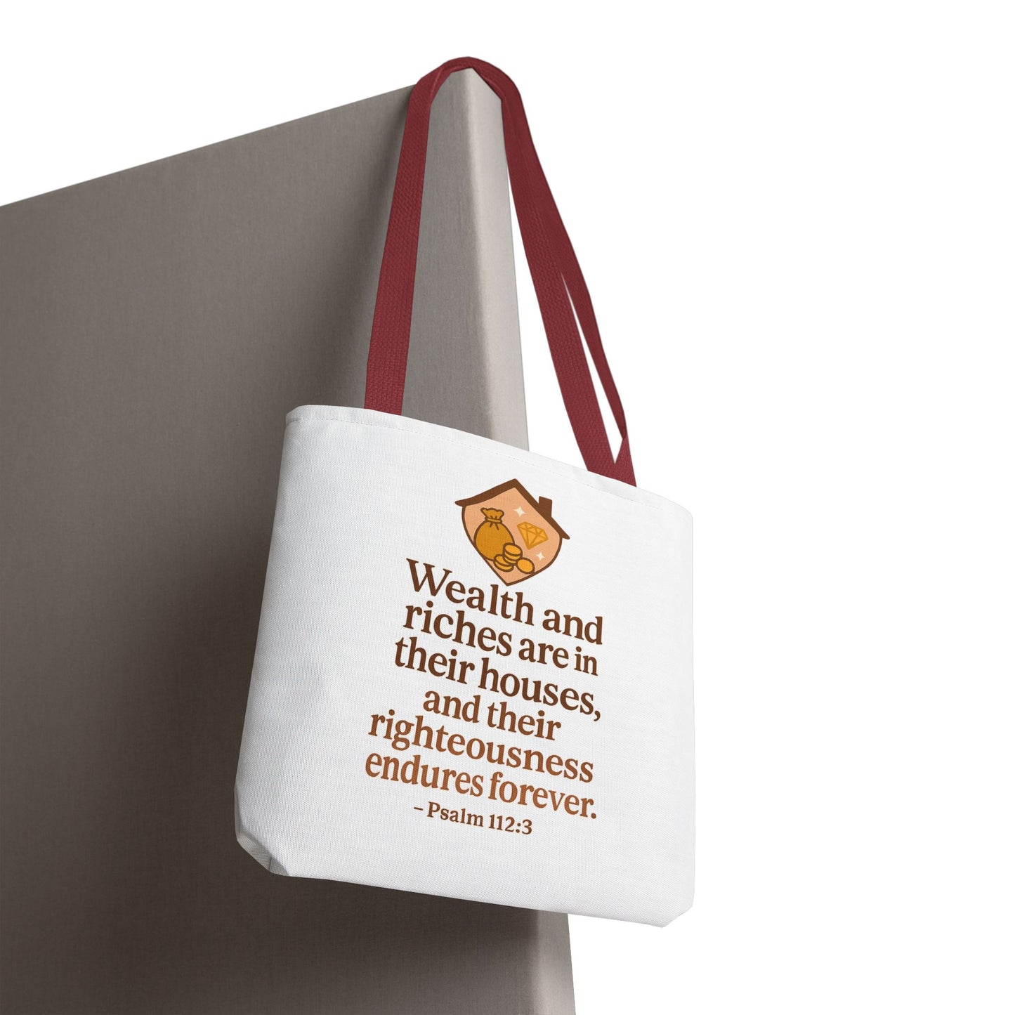 Psalm 112:3 Bible Verse Tote Bag