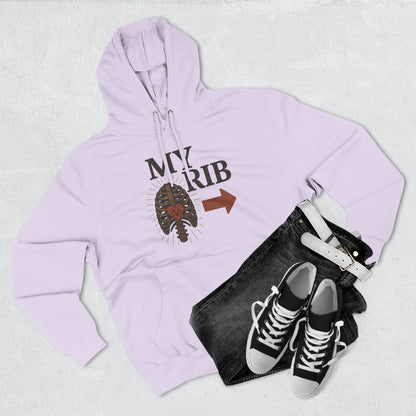 Heartfelt Rib Graphic Hoodie for Couples, Valentine's Day Gift, Matching Sweatshirt, Cozy Fleece, Romantic Style