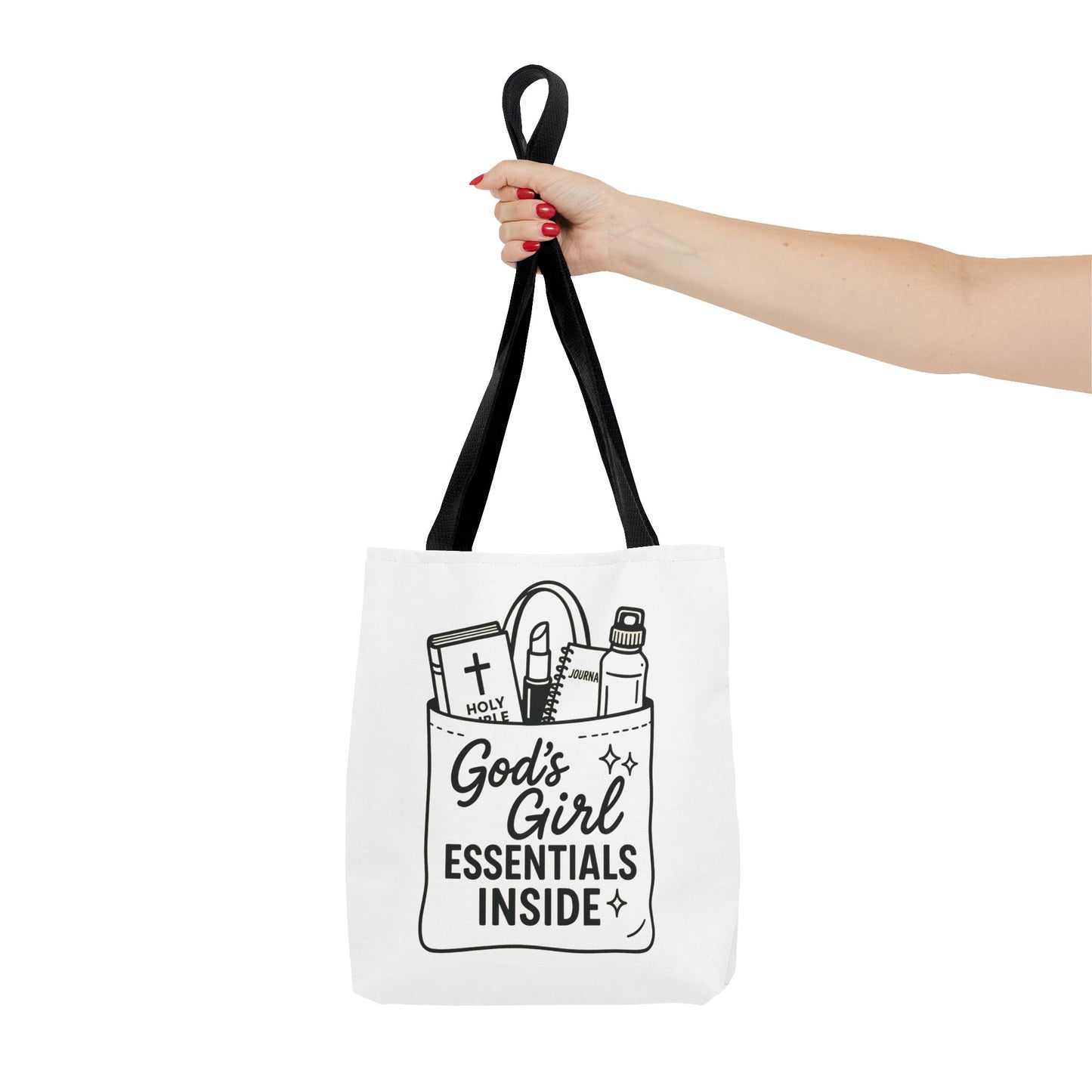 God's Girl Essentials Tote Bag | Motivational Bag for Women, Christian Gifts, Spiritual Tote, Everyday Purse, Faith-Inspired Accessory