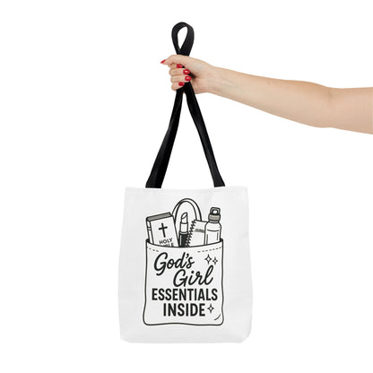 God's Girl Essentials Tote Bag | Motivational Bag for Women, Christian Gifts, Spiritual Tote, Everyday Purse, Faith-Inspired Accessory