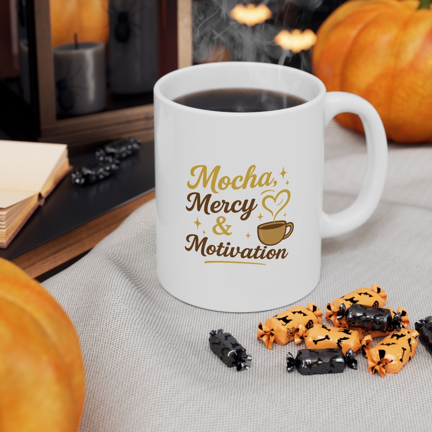Mocha Mercy &amp; Motivation - Charming Coffee Mug, Cute Gift for Coffee Lovers, Personalized Mug for Friends, Mother's Day Gift, Cozy Morning Mug