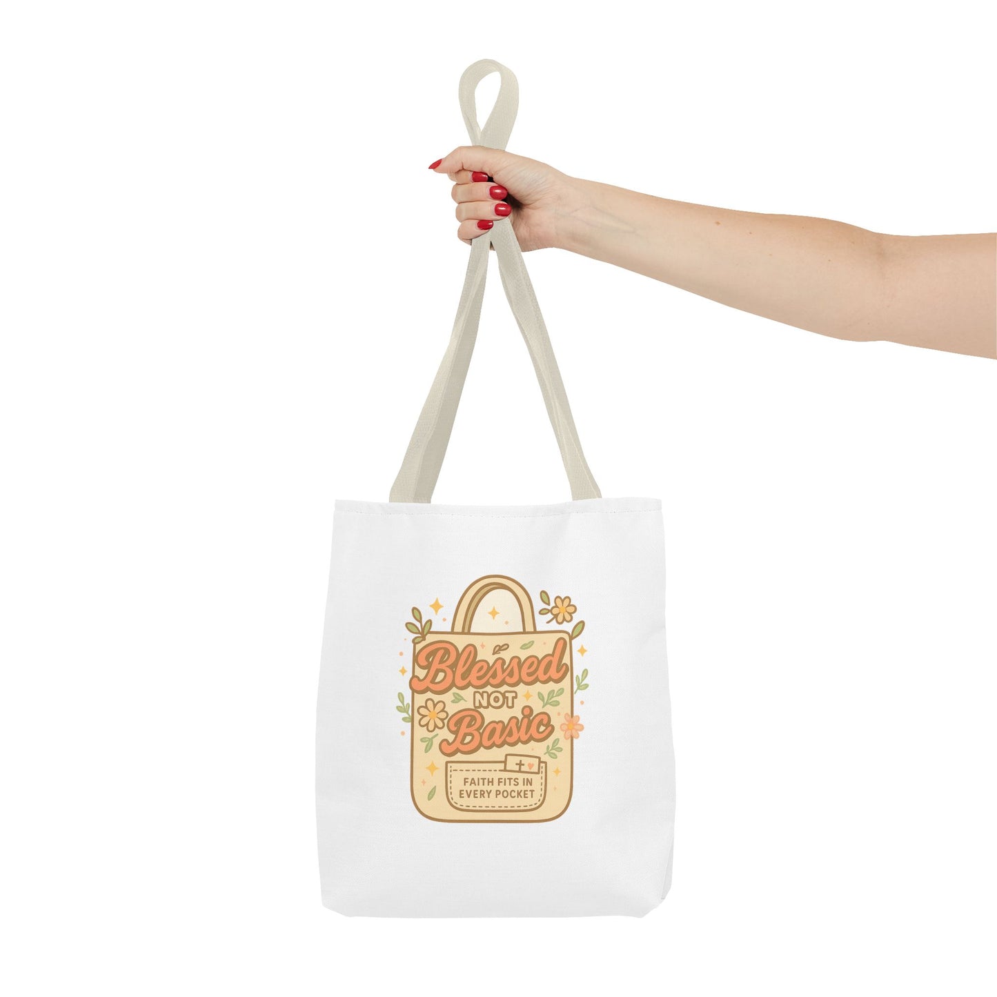 Blessed Not Basic Tote Bag, Trendy Eco-Friendly Canvas