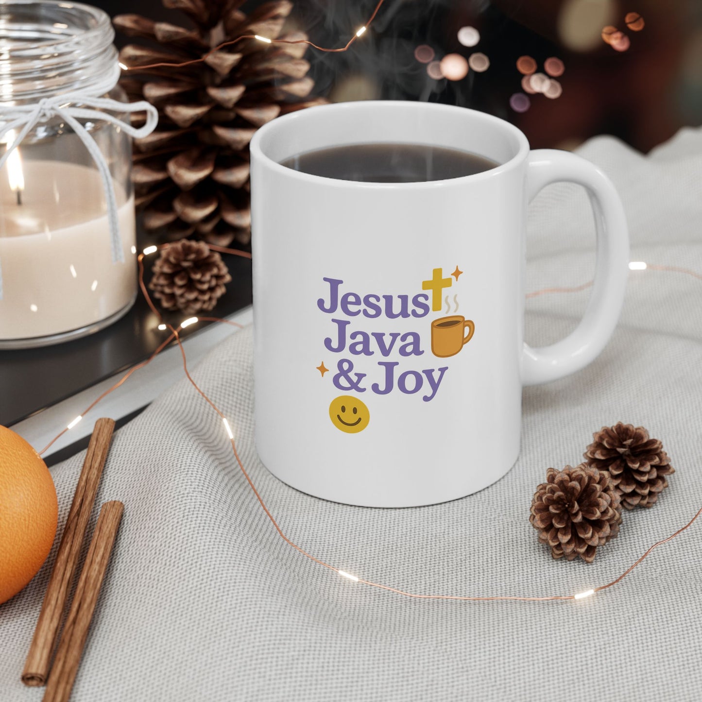 Jesus Java and Joyful Ceramic Mug - Perfect for Coffee Lovers, Gift for Tea Enthusiasts, Fun Kitchen Decor, Birthday Present, Relaxing Moments