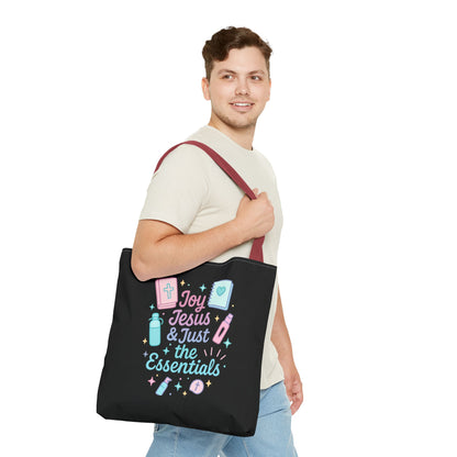 Joyful Essentials Tote Bag for Faith Lovers, Christian Canvas Bag, Unique Gift for Church, Bible Study, Everyday Use, Stylish Carryall