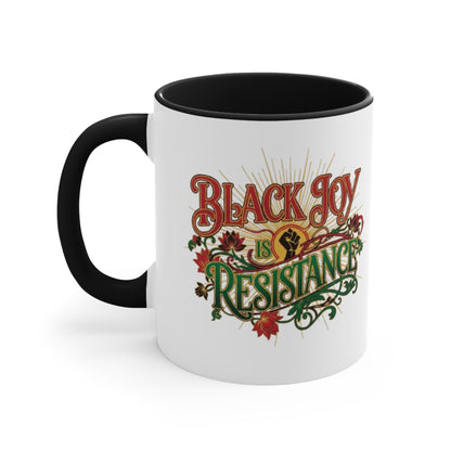 Accent Mug — "Black Joy Is Resistance" Inspirational Coffee Cup