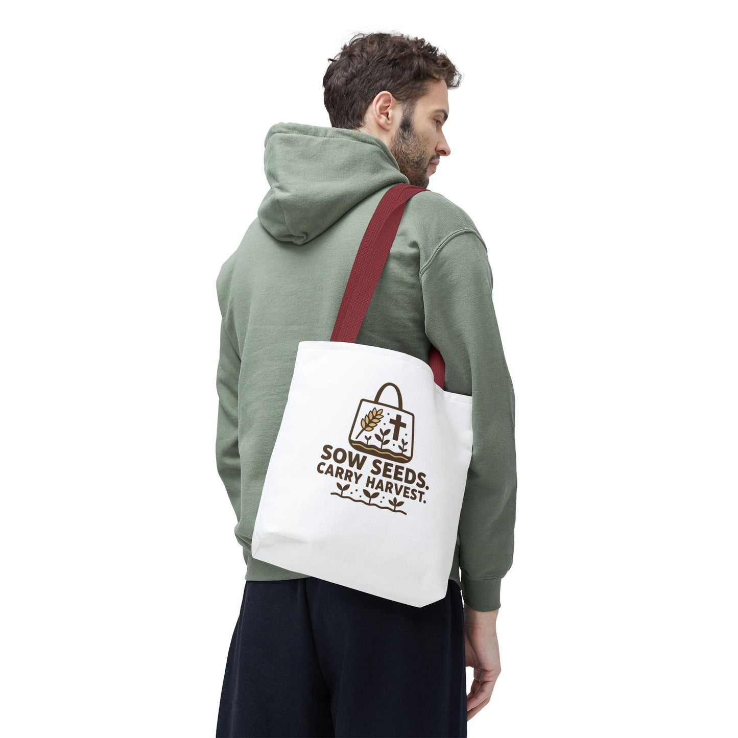 Inspirational Tote Bag - Sow Seeds Carry Harvest, Eco-Friendly Shopping Bag, Gardening Gift, Reusable Grocery Bag, Faith &amp; Nature