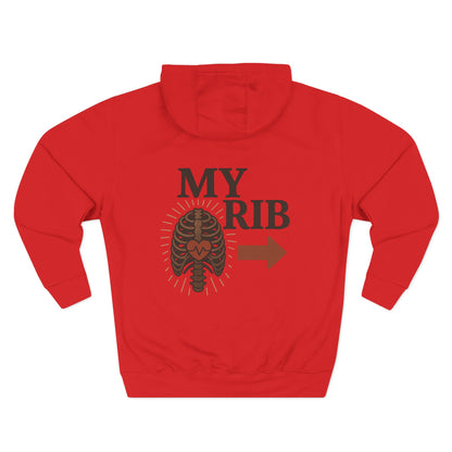 Heartfelt Rib Graphic Hoodie for Couples, Valentine's Day Gift, Matching Sweatshirt, Cozy Fleece, Romantic Style
