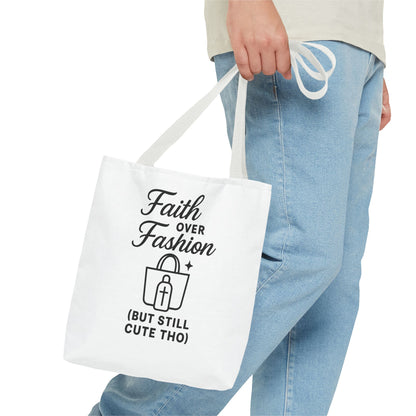 Faith Over Fashion Tote Bag - Stylish Everyday Carry, Eco-Friendly Shopping Bag, Gift for Fashion Lovers, Christian Tote, Positive Vibes