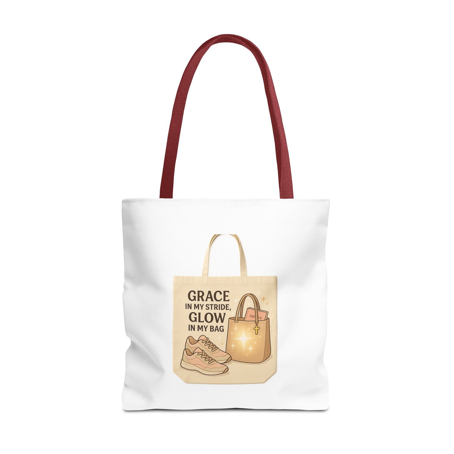 Chic Inspirational Tote Bag, Grace in My Stride Glow in My Bag, Motivational Gift, Daily Use, Eco-Friendly Shopping Bag, Trendy Handbag