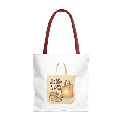 Chic Inspirational Tote Bag, Grace in My Stride Glow in My Bag, Motivational Gift, Daily Use, Eco-Friendly Shopping Bag, Trendy Handbag