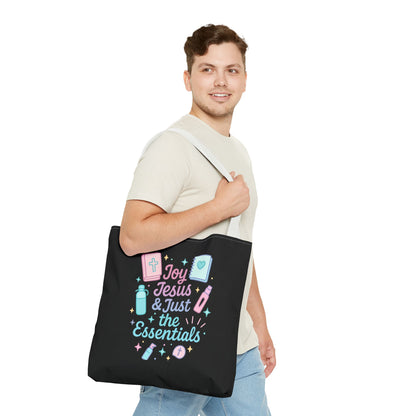 Joyful Essentials Tote Bag for Faith Lovers, Christian Canvas Bag, Unique Gift for Church, Bible Study, Everyday Use, Stylish Carryall