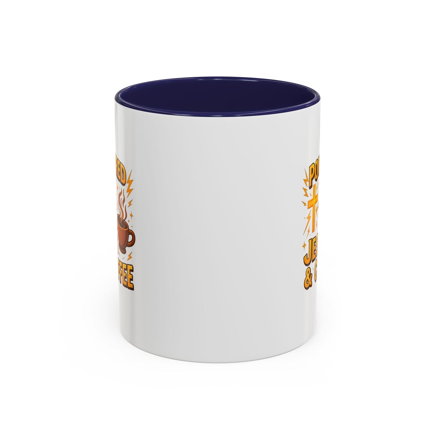 Coffee Lover's Accent Mug - Powered by Jesus & Coffee, Inspirational Drinkware, Christian Gift, Coffee Enthusiast, Religious Mug, [...]