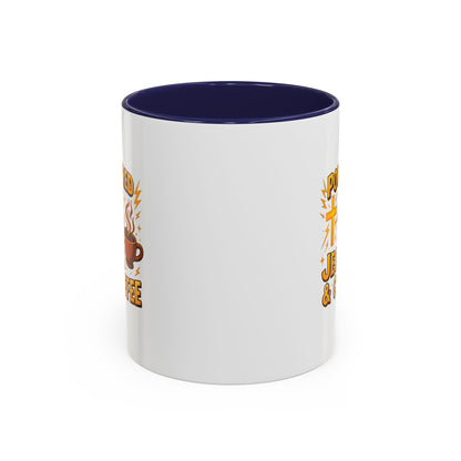 Coffee Lover's Accent Mug - Powered by Jesus & Coffee, Inspirational Drinkware, Christian Gift, Coffee Enthusiast, Religious Mug, [...]
