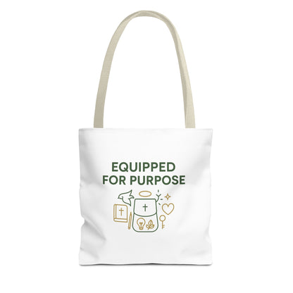 Inspirational Tote Bag - Equipped for Purpose, Motivational Gift, Everyday Carry, Christian Tote, Eco-Friendly Bag