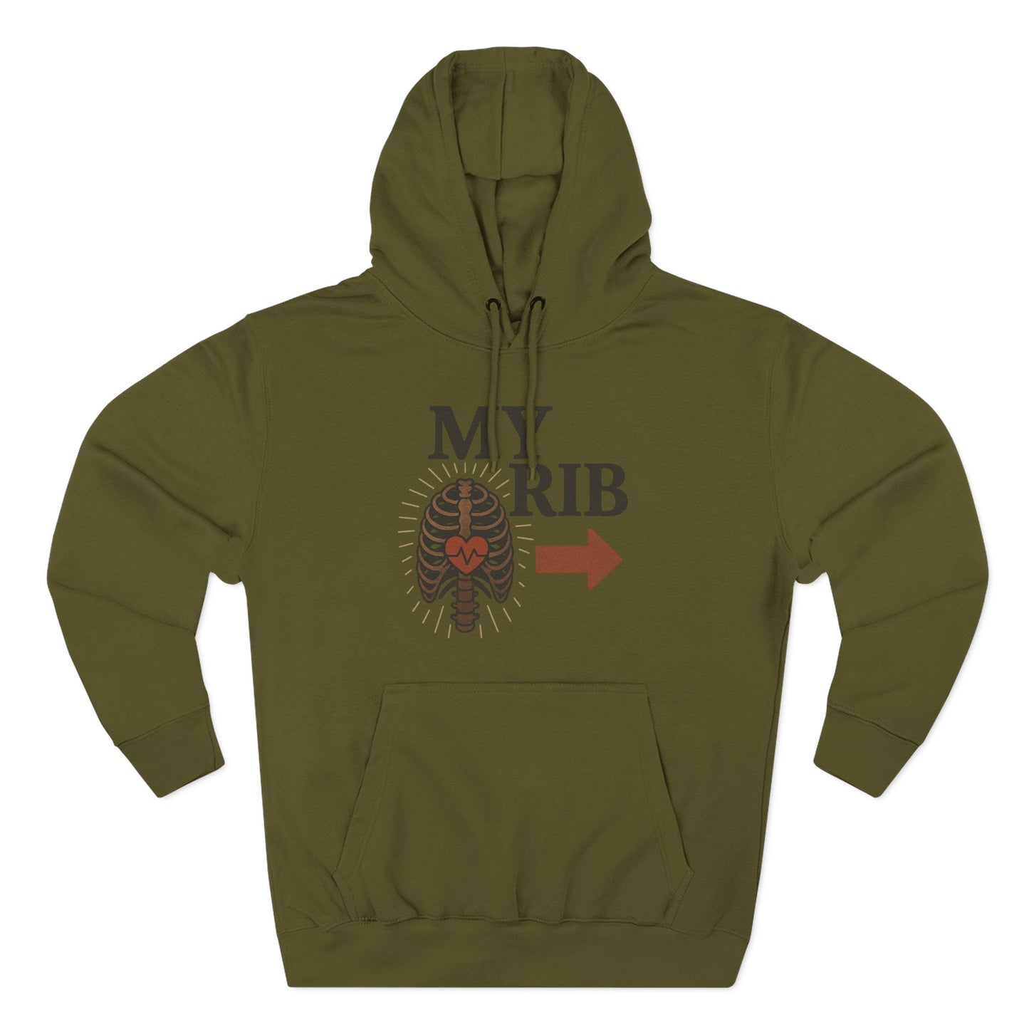 Heartfelt Rib Graphic Hoodie for Couples, Valentine's Day Gift, Matching Sweatshirt, Cozy Fleece, Romantic Style