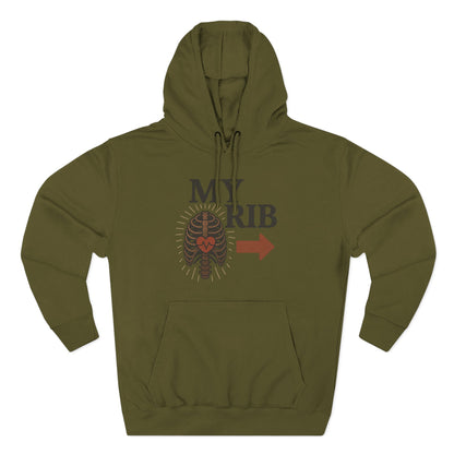 Heartfelt Rib Graphic Hoodie for Couples, Valentine's Day Gift, Matching Sweatshirt, Cozy Fleece, Romantic Style