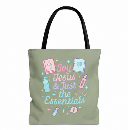 Joyful Essentials Tote Bag for Faith Lovers, Christian Canvas Bag, Unique Gift for Church, Bible Study, Everyday Use, Stylish Carryall