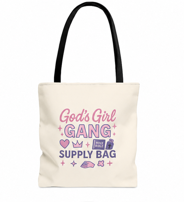 God's Girl Gang Tote Bag | Stylish Supply Bag, Gift for Friends, Everyday Use, Eco-Friendly Shopping, Fun & Functional
