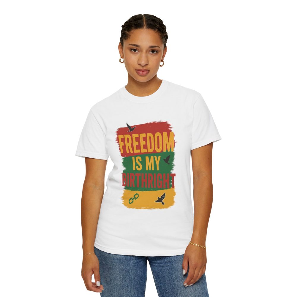 Freedom Is My Birth Right – Patriotic & Empowering Statement Design - Unisex Garment-Dyed T-Shirt - Image 2