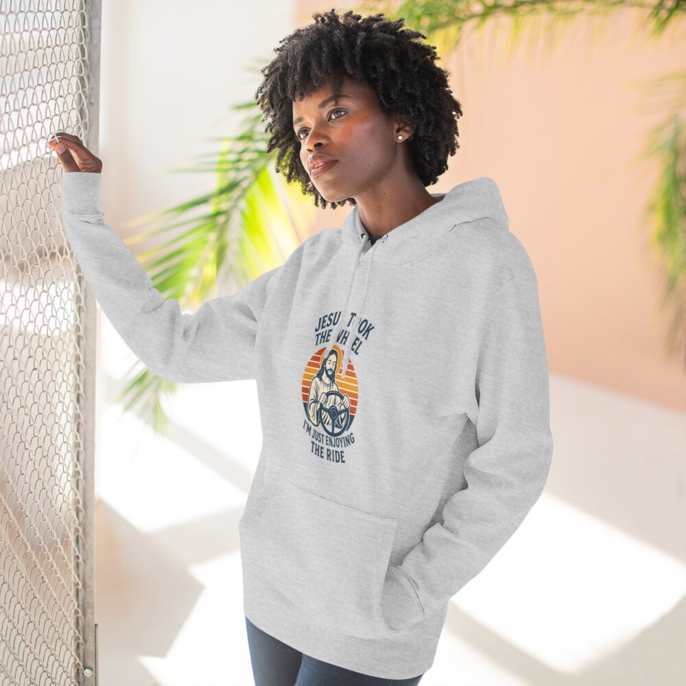 Jesus Took the Wheel Hoodie, Inspirational Faith Wear, Christian Gift, Cozy Fleece Hoodie, Perfect for Church & Holidays - Image 4