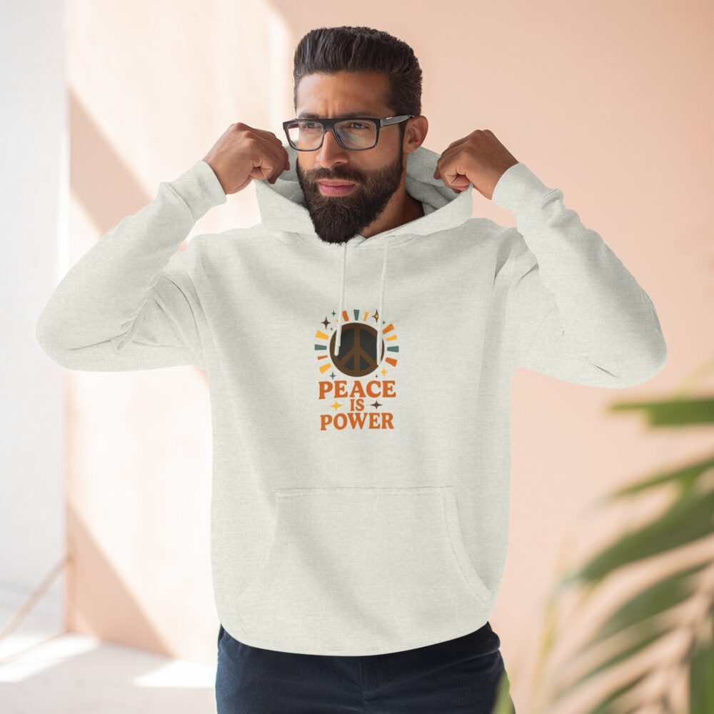 Peace is Power Fleece Hoodie - Cozy Unisex Sweatshirt, Gift for Activists, Warm Layer for Events, Inspirational Apparel - Image 7