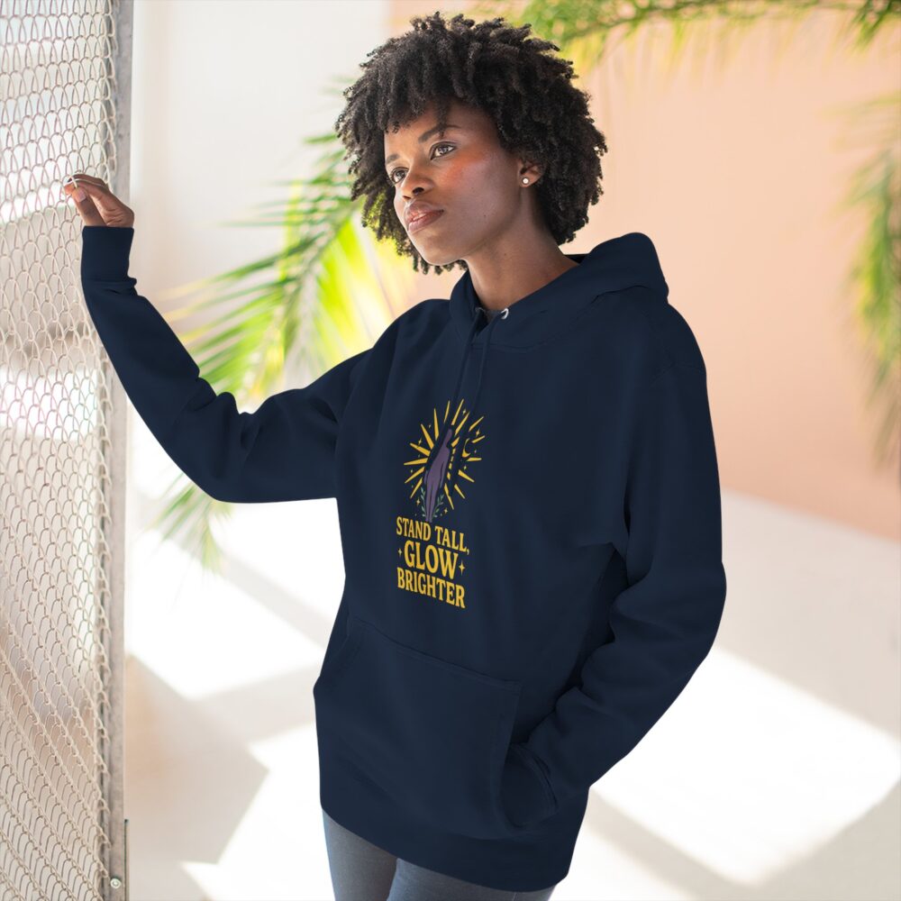 Inspirational Fleece Hoodie - Stand Tall Glow Brighter, Cozy Sweatshirt, Motivational Gift, Casual Wear, Trendy Outerwear - Image 10